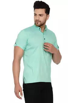 Green plain rayon men-kurtas
