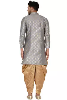 Grey printed banarasi men-kurtas