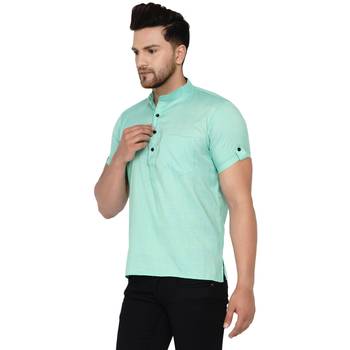 Green plain rayon men-kurtas 3