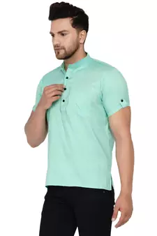Green plain rayon men-kurtas