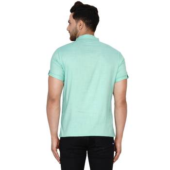 Green plain rayon men-kurtas 4