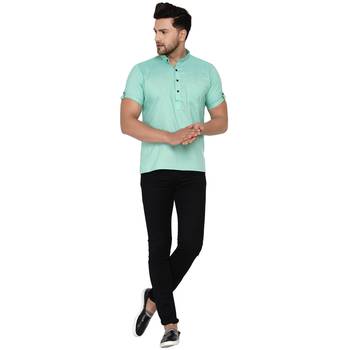 Green plain rayon men-kurtas 5