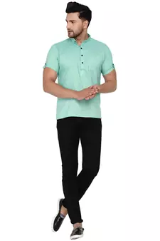 Green plain rayon men-kurtas