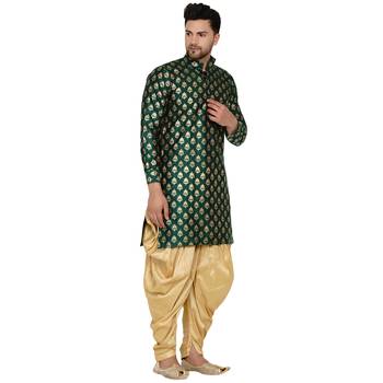 Green printed banarasi men-kurtas 2