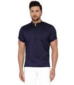 Blue plain rayon men-kurtas