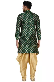 Green printed banarasi men-kurtas