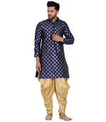 Blue printed banarasi men-kurtas