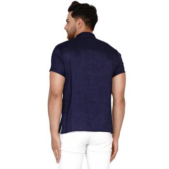 Blue plain rayon men-kurtas 4