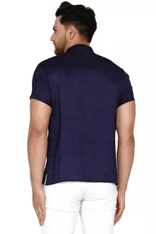 Blue plain rayon men-kurtas