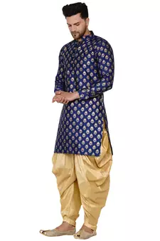 Blue printed banarasi men-kurtas