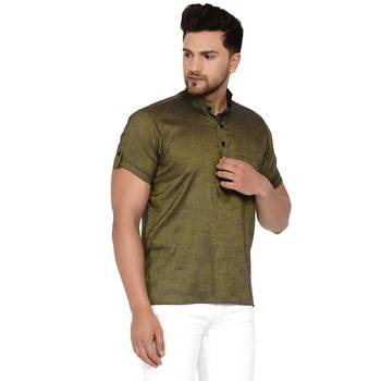 Green plain rayon men-kurtas 2