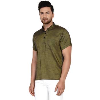 Green plain rayon men-kurtas 3