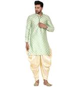 Green printed banarasi men-kurtas