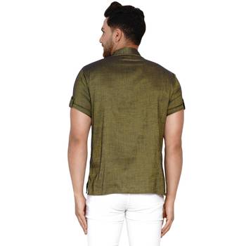 Green plain rayon men-kurtas 4
