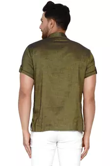 Green plain rayon men-kurtas