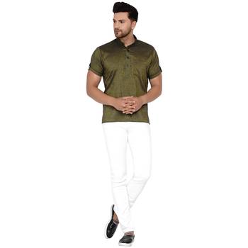Green plain rayon men-kurtas 5