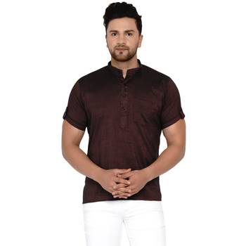 Maroon plain rayon men-kurtas 1