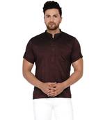 Maroon plain rayon men-kurtas