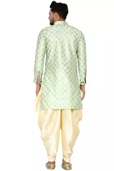 Green printed banarasi men-kurtas