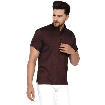 Maroon plain rayon men-kurtas 2