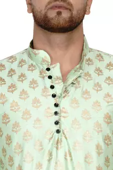 Green printed banarasi men-kurtas