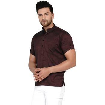 Maroon plain rayon men-kurtas 3