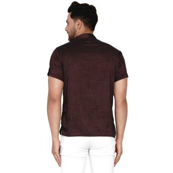 Maroon plain rayon men-kurtas 4
