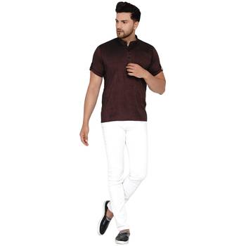 Maroon plain rayon men-kurtas 5