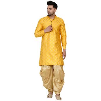Yellow printed banarasi men-kurtas 1