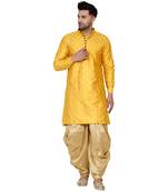 Yellow printed banarasi men-kurtas