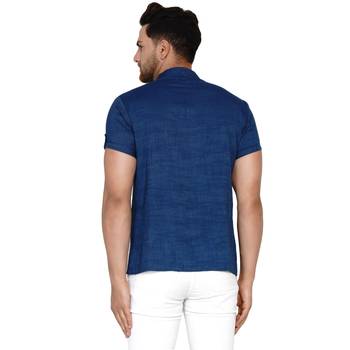 Blue plain rayon men-kurtas 4
