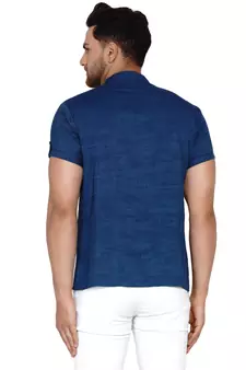 Blue plain rayon men-kurtas