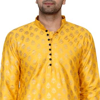Yellow printed banarasi men-kurtas 5