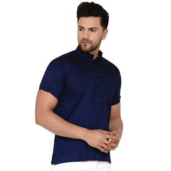 Blue plain rayon men-kurtas 2