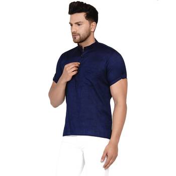 Blue plain rayon men-kurtas 3