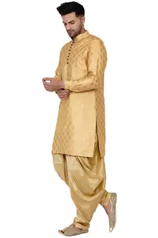 Gold printed banarasi men-kurtas