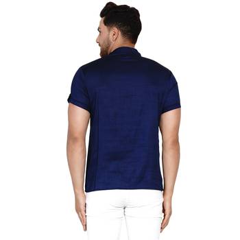 Blue plain rayon men-kurtas 4