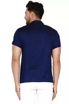 Blue plain rayon men-kurtas