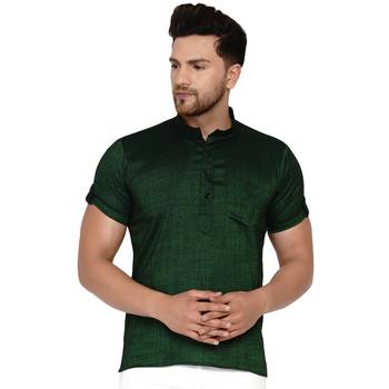 Green plain rayon men-kurtas 1