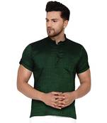 Green plain rayon men-kurtas