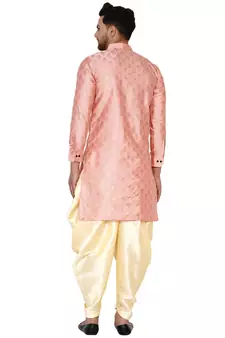 Pink printed banarasi men-kurtas