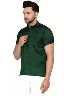 Green plain rayon men-kurtas