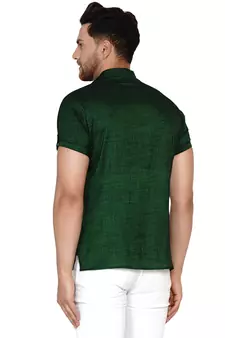 Green plain rayon men-kurtas