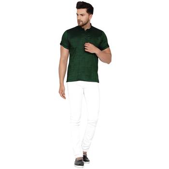 Green plain rayon men-kurtas 5