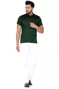 Green plain rayon men-kurtas