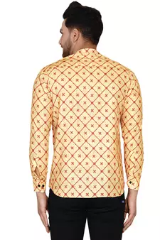 Beige printed cotton men-kurtas