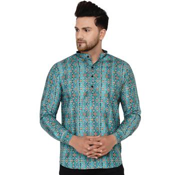 Green printed cotton men-kurtas 1