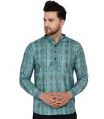 Green printed cotton men-kurtas