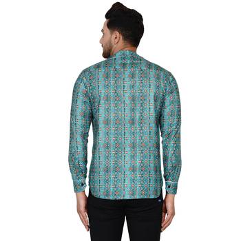 Green printed cotton men-kurtas 4
