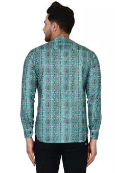 Green printed cotton men-kurtas